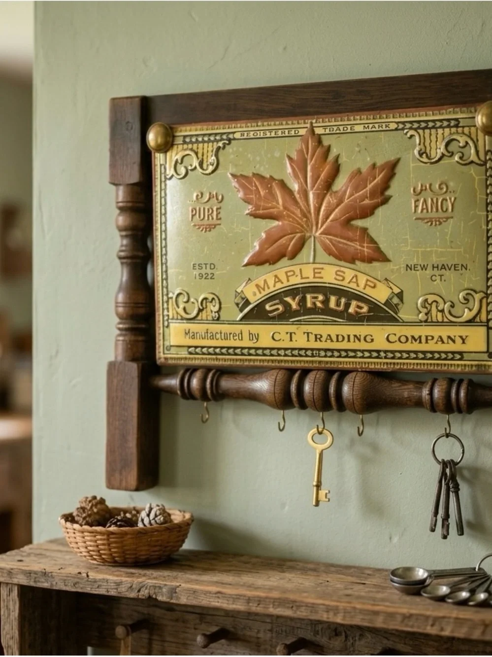 Maple Sap Syrup Decorative Wall Sign - Green & Copper